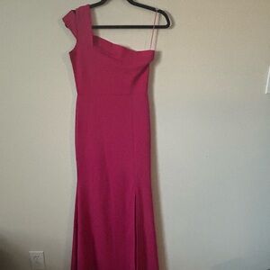 New Elegant Pink One-Shoulder Maxi Dress